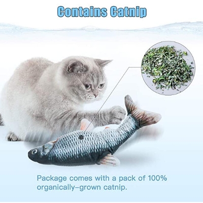 Picture of TOOGE 2 Pack 11" Electric Moving Fish Cat Toy Realistic Interactive Flopping Fish Cat Kicker Catnip Toys for Indoor Cats Pets Kitten