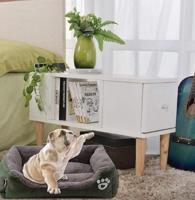 Picture of NC Cyber Celebrity cat nest Square Waterproof Kennel Warm Candy Color Footprints pet Bed Sofa Bed Dog Bed cat nest Teddy mat Two-Piece Set