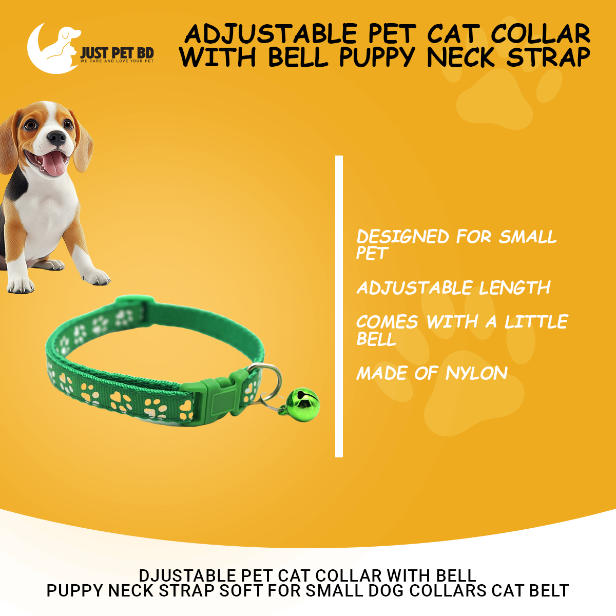 Picture of Adjustable Pet Cat Collar With Bell Puppy Neck Strap Soft For Small Dog Collars Cat Belt