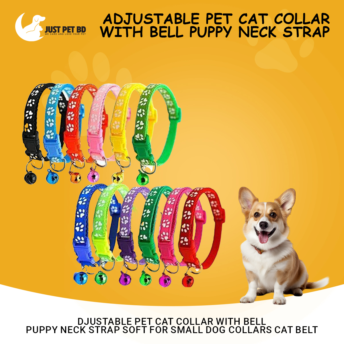 Picture of Adjustable Pet Cat Collar With Bell Puppy Neck Strap Soft For Small Dog Collars Cat Belt
