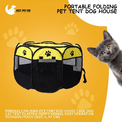Picture of Portable Folding Pet tent Dog House Cage Dog Cat Tent Playpen Puppy Kennel Easy Operation Octagon Fence FGF (Size: L, 91 cm)