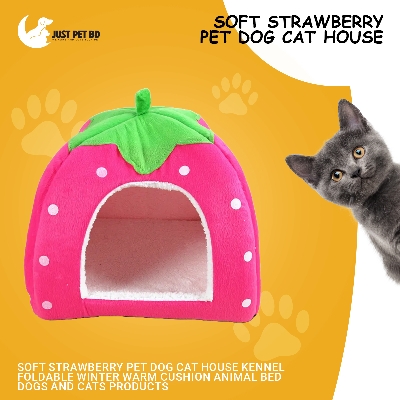 Picture of Soft Strawberry Pet Dog Cat House Kennel Foldable Winter Warm Cushion Animal Bed Dogs And Cats Products (Size: XL), Red Color