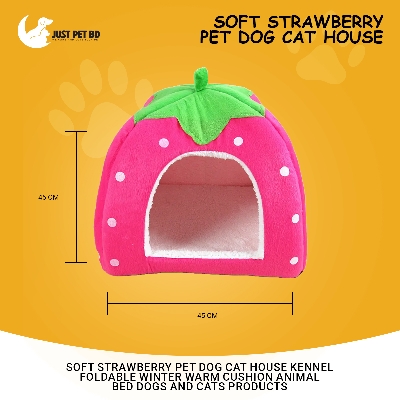 Picture of Soft Strawberry Pet Dog Cat House Kennel Foldable Winter Warm Cushion Animal Bed Dogs And Cats Products (Size: XL), Red Color