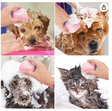 Picture of Pet Bath Brush Molain Dog Cat Rabbit Bath Pet Brush Comb Silicone Rubber Dog Grooming Brush Silicone Puppy Massage Brush Hair Fur Grooming Cleaning Brush Soft Shampoo Dispenser
