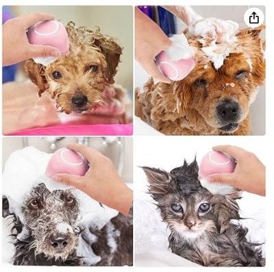 Picture of Pet Bath Brush Molain Dog Cat Rabbit Bath Pet Brush Comb Silicone Rubber Dog Grooming Brush Silicone Puppy Massage Brush Hair Fur Grooming Cleaning Brush Soft Shampoo Dispenser