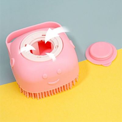 Picture of Pet Bath Brush Molain Dog Cat Rabbit Bath Pet Brush Comb Silicone Rubber Dog Grooming Brush Silicone Puppy Massage Brush Hair Fur Grooming Cleaning Brush Soft Shampoo Dispenser