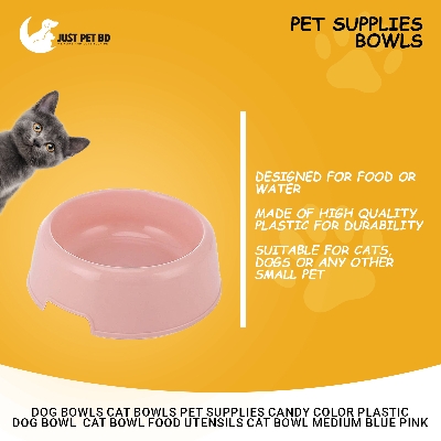 Picture of Dog Bowls Cat Bowls Pet Supplies Candy Color Plastic Dog Bowl Cat Bowl Food Utensils Cat Bowl Medium Blue Pink