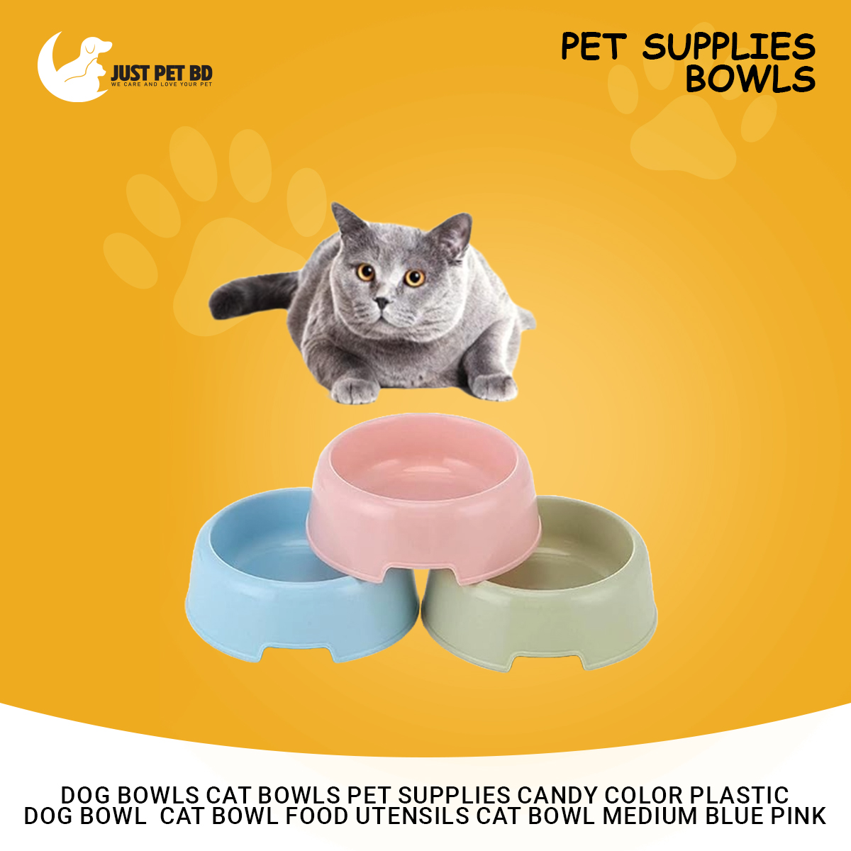 Picture of Dog Bowls Cat Bowls Pet Supplies Candy Color Plastic Dog Bowl Cat Bowl Food Utensils Cat Bowl Medium Blue Pink