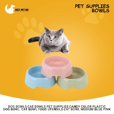 Picture of Dog Bowls Cat Bowls Pet Supplies Candy Color Plastic Dog Bowl Cat Bowl Food Utensils Cat Bowl Medium Blue Pink