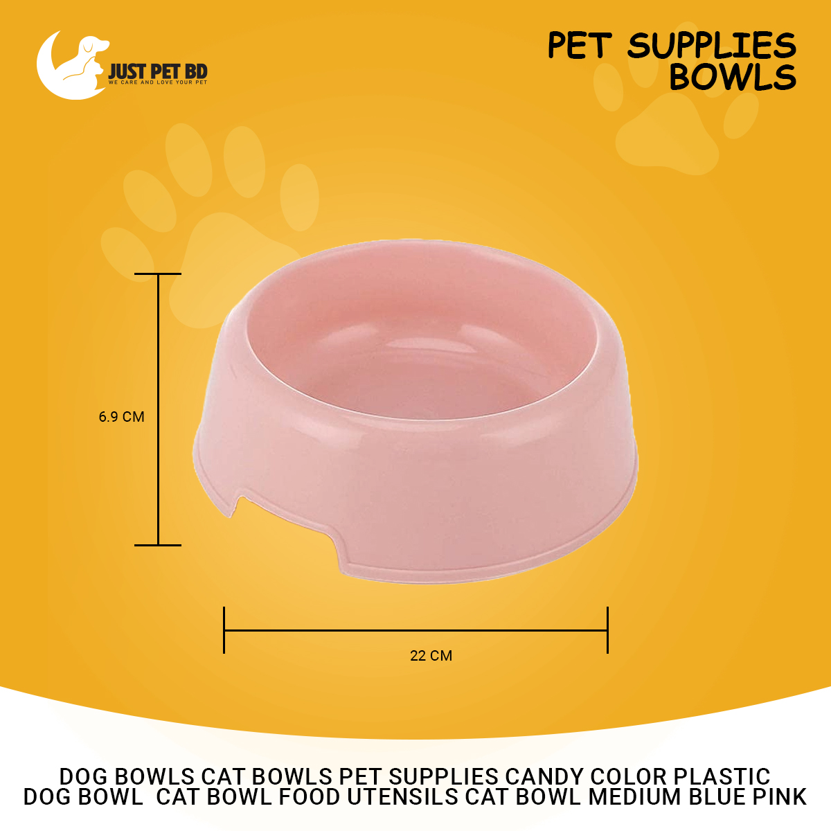 Picture of Dog Bowls Cat Bowls Pet Supplies Candy Color Plastic Dog Bowl Cat Bowl Food Utensils Cat Bowl Medium Blue Pink