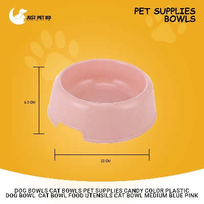 Picture of Dog Bowls Cat Bowls Pet Supplies Candy Color Plastic Dog Bowl Cat Bowl Food Utensils Cat Bowl Medium Blue Pink