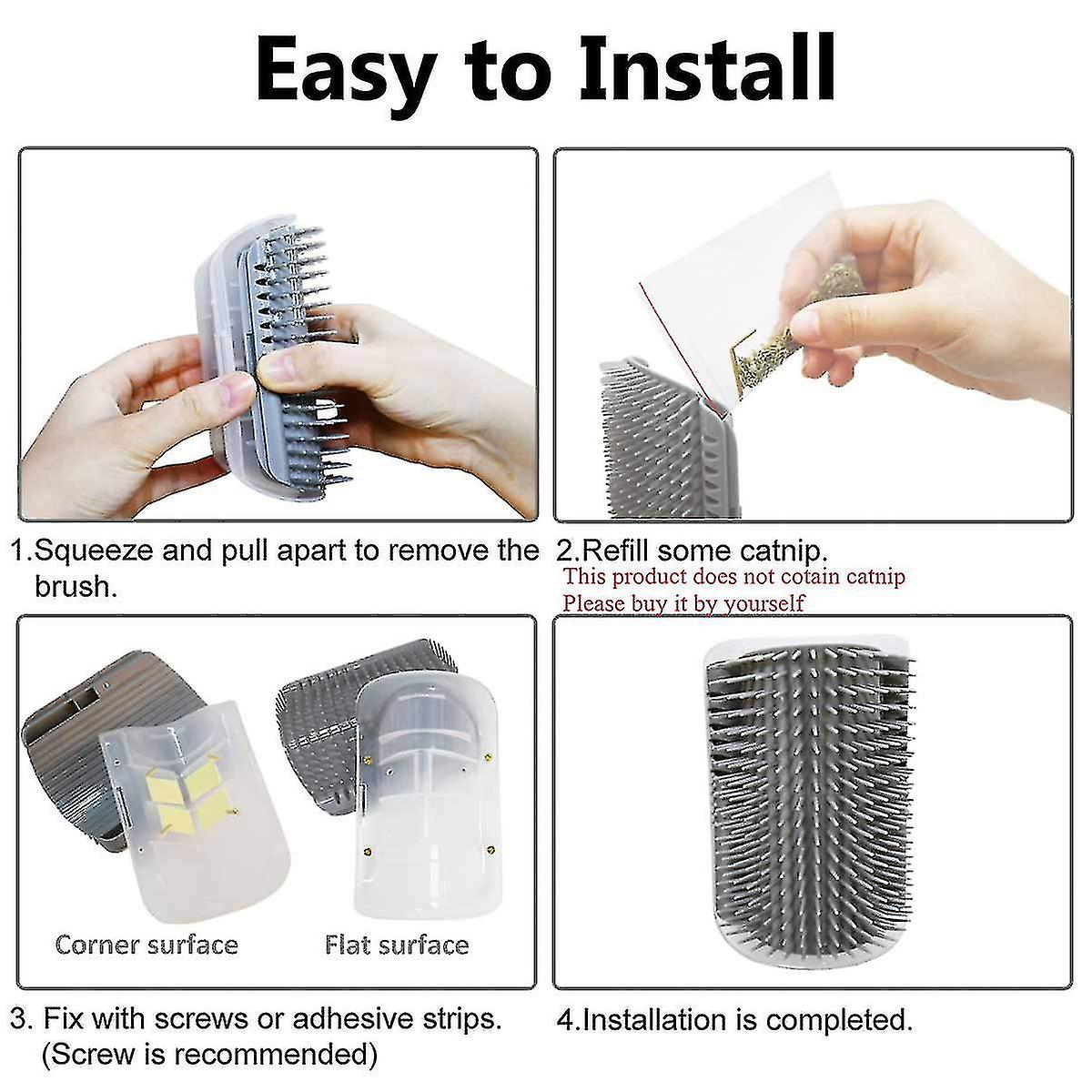 Picture of Cat Self Groomer, Cat Brush for Shedding Wall Corner Self Cleaning Slicker Brush Tool, Pet Grooming Supplies Massage Comb Toy Brushes Remove Cat Hair for Short Long Hair Cats Global Pet Shop