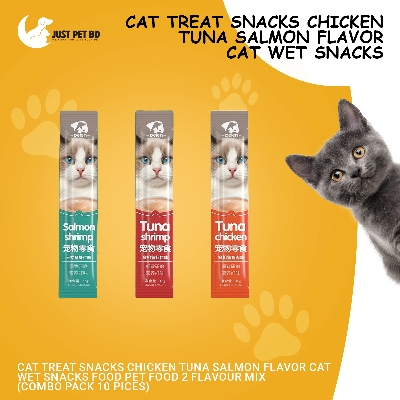 Picture of Cat Treat Snacks Chicken Tuna Salmon Flavor Cat Wet Snacks Food Pet Food 2 Flavour Mix  (Combo Pack 10 Pices )