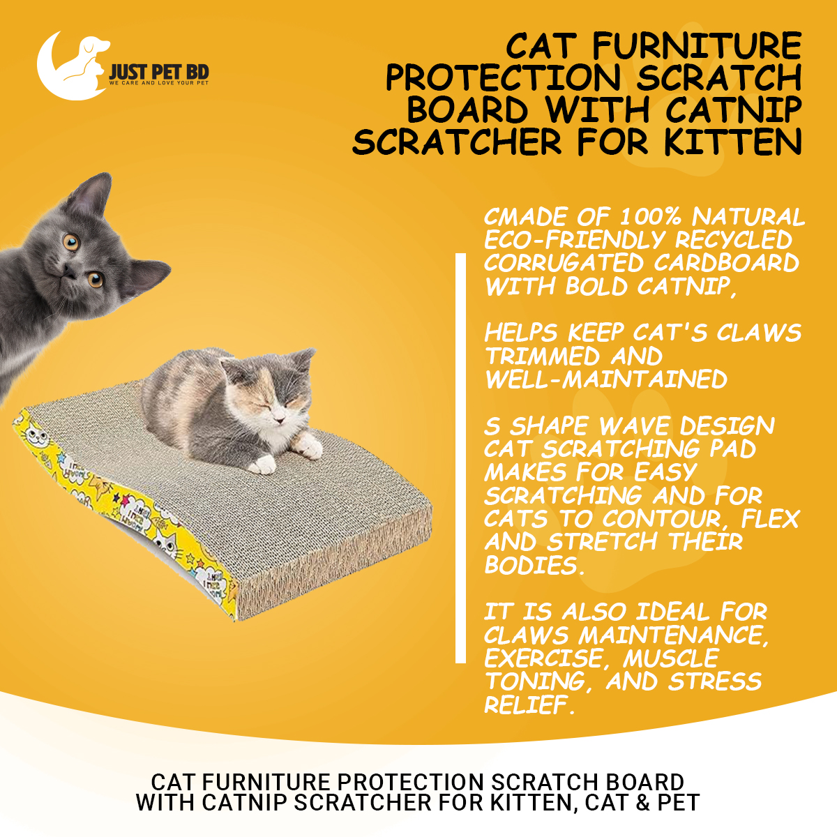 Picture of Cat Furniture Protection Scratch Board with Catnip Scratcher for Kitten, Cat & Pet