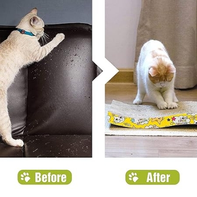 Picture of Cat Furniture Protection Scratch Board with Catnip Scratcher for Kitten, Cat & Pet