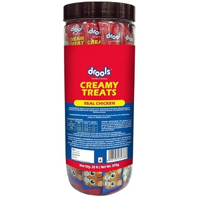 Picture of Drools Creamy cat Treats, Real Chicken, 375 gm (Pack of 25)