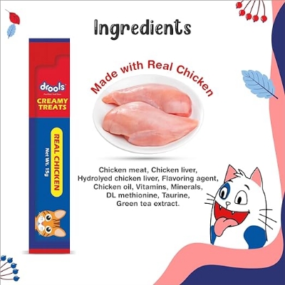Picture of Drools Creamy cat Treats, Real Chicken, 375 gm (Pack of 25)