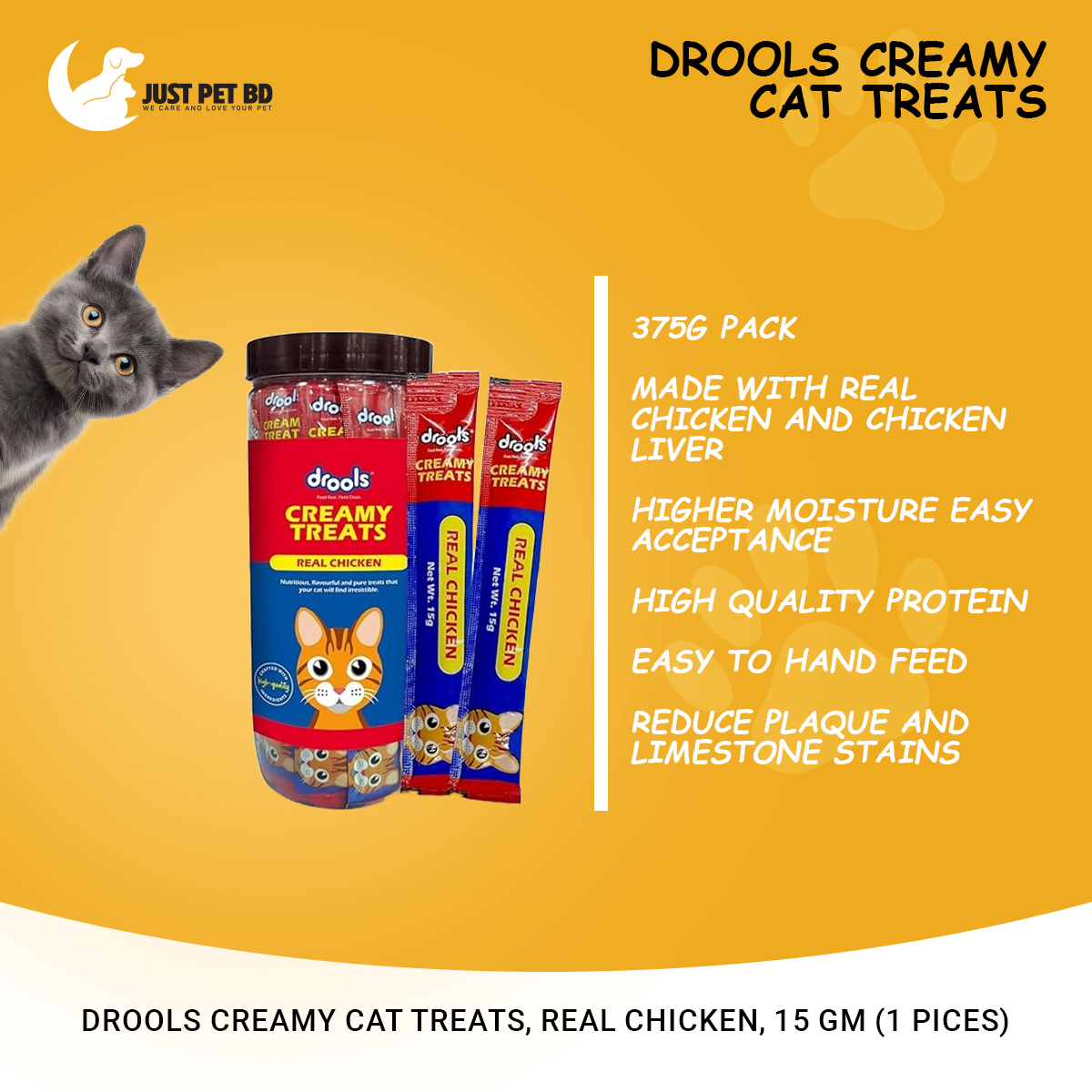 Picture of Drools Creamy cat Treats, Real Chicken, 15 gm (1 Pices)