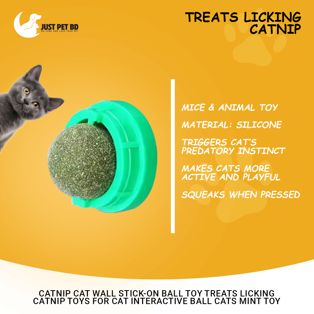 Picture of Catnip Cat Wall Stick-On Ball Toy Treats Licking Catnip Toys for Cat Interactive Ball Cats Mint Toy