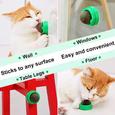 Picture of Catnip Cat Wall Stick-On Ball Toy Treats Licking Catnip Toys for Cat Interactive Ball Cats Mint Toy