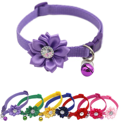 Picture of Cute Pet Collar Flower Design Jewelry Neck Belt Collar Belt For Cat with bell