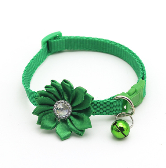 Picture of Cute Pet Collar Flower Design Jewelry Neck Belt Collar Belt For Cat with bell