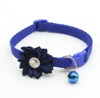 Picture of Cute Pet Collar Flower Design Jewelry Neck Belt Collar Belt For Cat with bell