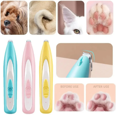 Picture of Pet Electric Clipper with LED Light Bamboo Material USB Rechargeable Violet Foot Hair Trimmer for Dogs and Cats CE Certified