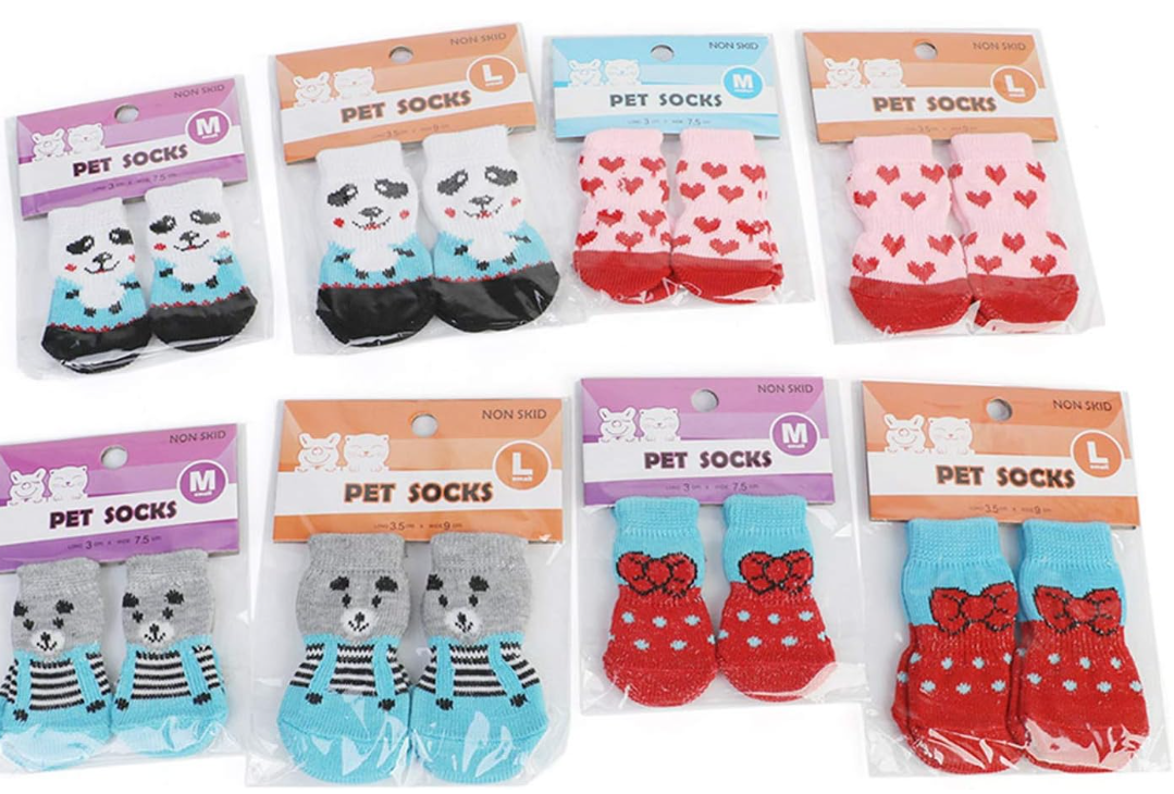 Picture of Cute Puppy Dog Socks Knit Cartoon Soft Anti Slip Warm Socks Cat Shoes Paw Protector For Small Medium Dogs Pet Supplies 4Pcs/Set