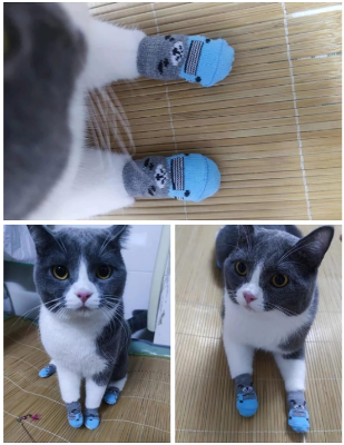 Picture of Cute Puppy Dog Socks Knit Cartoon Soft Anti Slip Warm Socks Cat Shoes Paw Protector For Small Medium Dogs Pet Supplies 4Pcs/Set