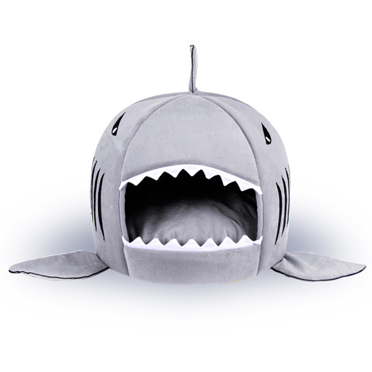 Picture of Washable Shark Pet House Cave Bed For Dog Cat With Removable Cushion And Waterproof Bottom Pet House