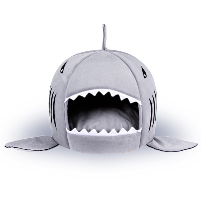 Picture of Washable Shark Pet House Cave Bed For Dog Cat With Removable Cushion And Waterproof Bottom Pet House