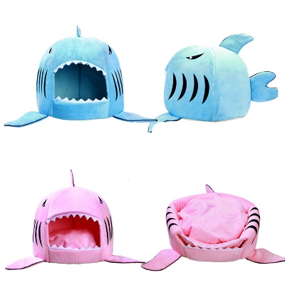 Picture of Washable Shark Pet House Cave Bed For Dog Cat With Removable Cushion And Waterproof Bottom Pet House