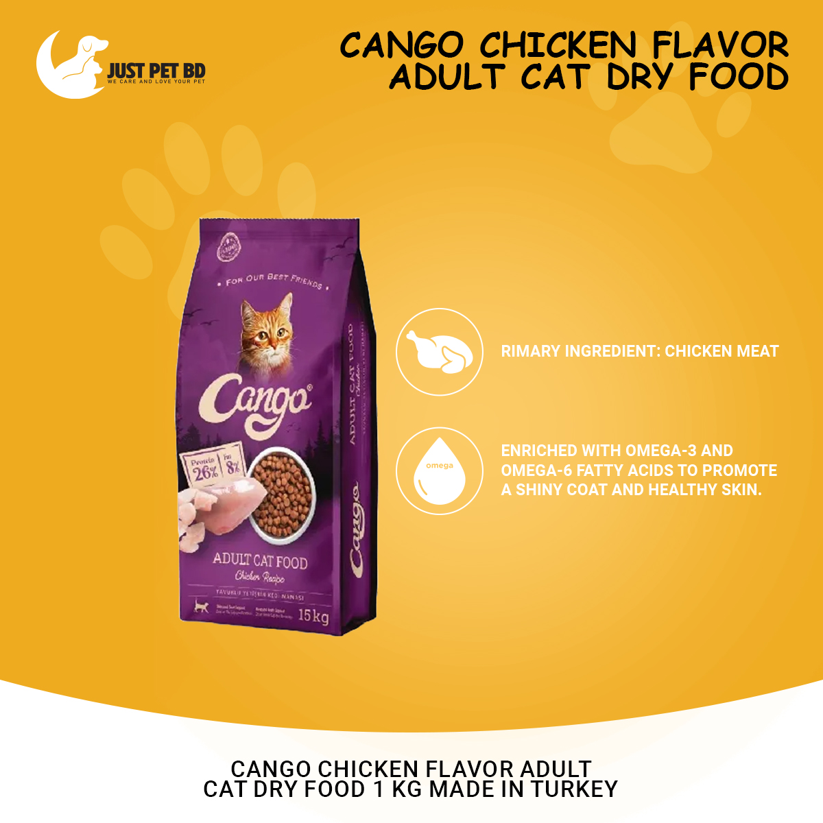Picture of Cango Chicken Flavor Adult Cat Dry Food 1 KG Made in Turkey