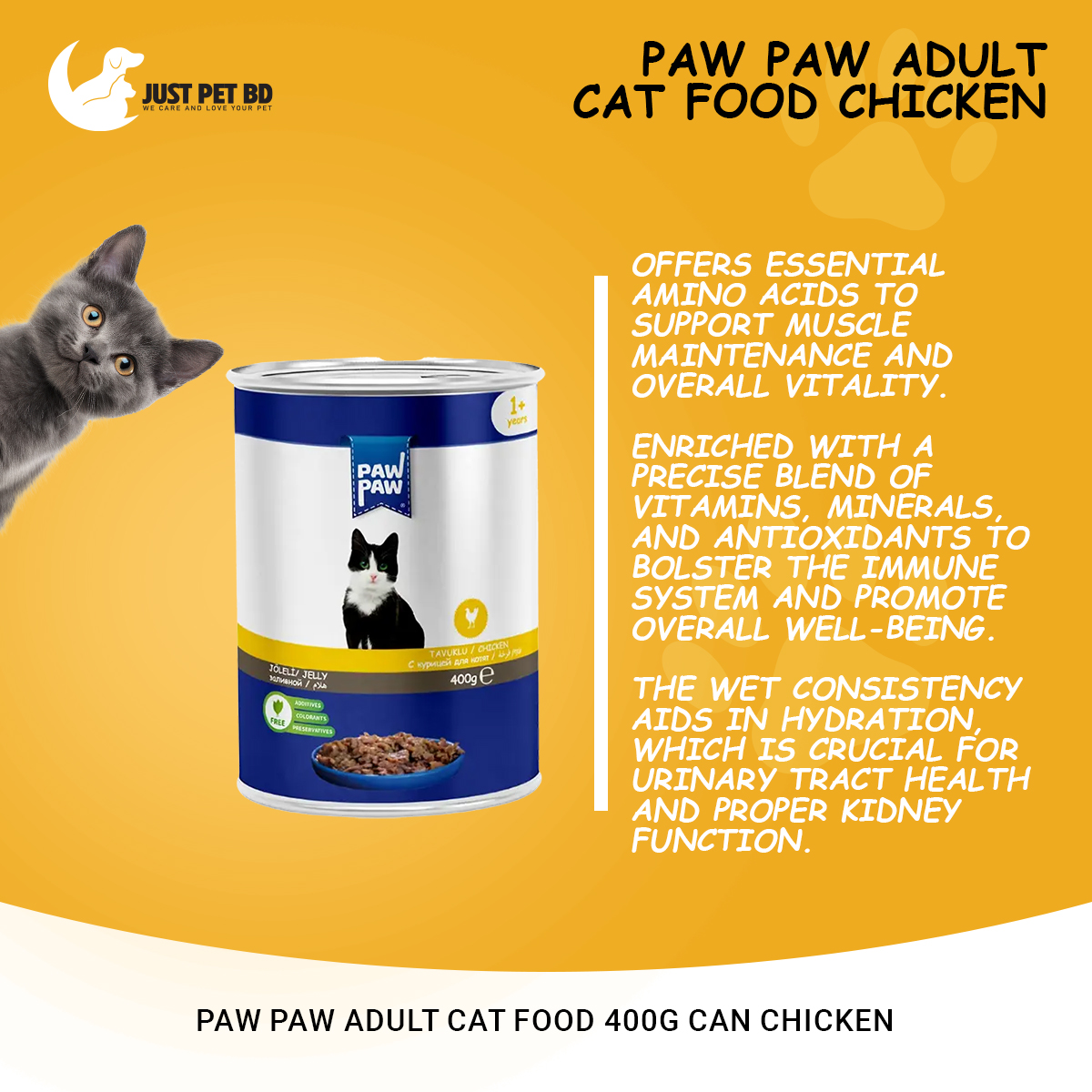 Picture of Paw Paw Adult Cat Food 400g Can Chicken
