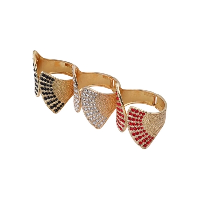 Picture of Luxury Gold-Tone Fan-Shaped Cuff Bracelet with Sparkling Rhinestones