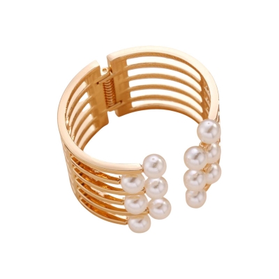 Picture of Elegant Gold-Tone Cuff Bracelet with Pearl Embellishments