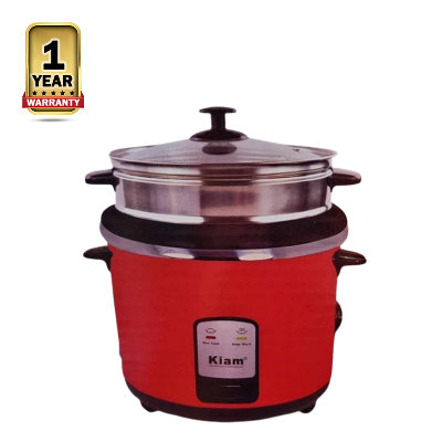 Picture of "Kiam SJBS-8705 Stainless Steel and Non-Stick Double Pot Rice Cooker - 3.2 Liter - Silver and Maroon "