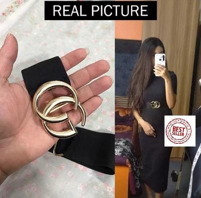 Picture of Ladies Belt Double Ring PU Leather Belt for Women and Girls - Fashionable and Stylish for Jeans, Tops, Gowns, Skirts, and Sarees