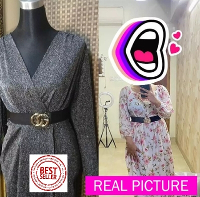 Picture of Ladies Belt Double Ring PU Leather Belt for Women and Girls - Fashionable and Stylish for Jeans, Tops, Gowns, Skirts, and Sarees