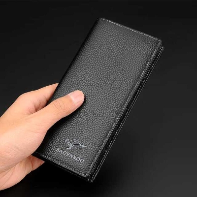 Picture of Black Artificial Leather Wallet with Mobile Cover for Men