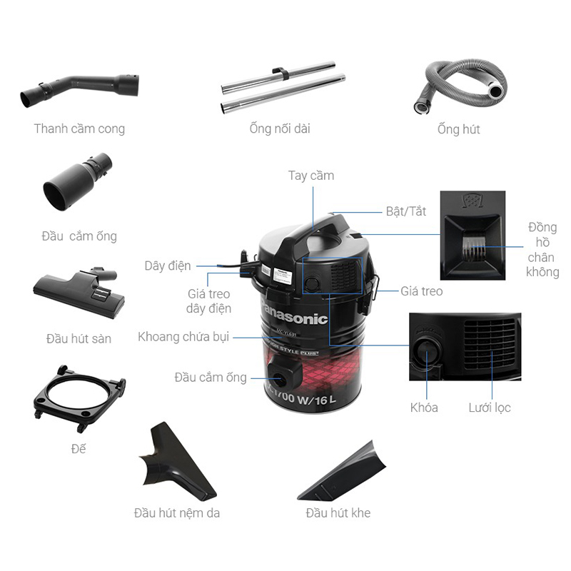 Picture of Panasonic 1700 Watt Drum Type Vacuum Cleaner with Blower Function  (MC-YL631)