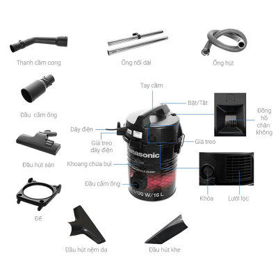 Picture of Panasonic 1700 Watt Drum Type Vacuum Cleaner with Blower Function  (MC-YL631)