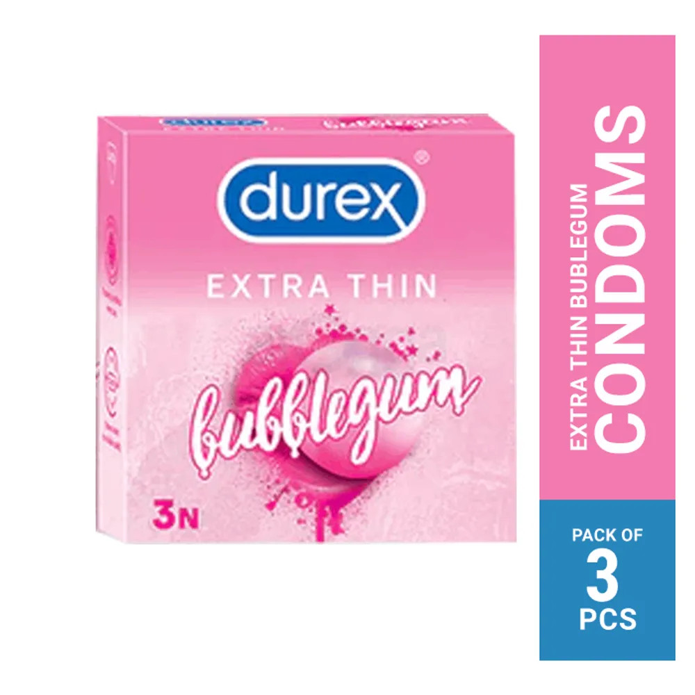 Picture of Durex Extra Thin Bubblegum Flavoured Condom - 3Pcs Pack(India)