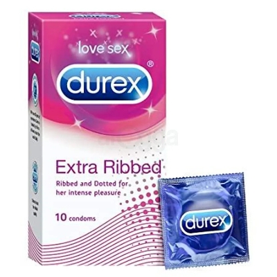 Picture of Durex Extra Ribbed and Dotted Condom for Men - 10Pcs Pack(India)