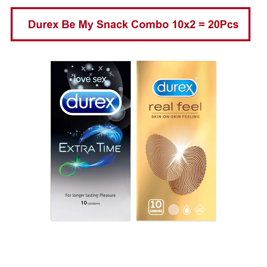 Picture of Durex Be My Snack Combo Pack Of 10x2 = 20Pcs - Real Feel - Extra Time Condom