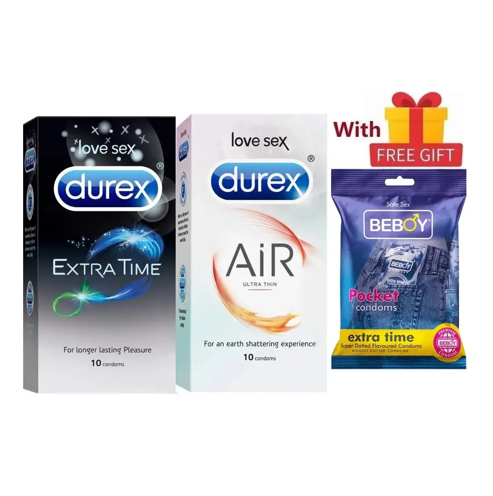 Picture of Durex Classical Combo = 23Pcs Condom + Durex Extra Time 10s + Durex Air 10s + Beboy Extra Time Dotted Oud 3s + Free Gift