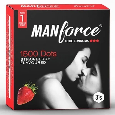 Picture of Manforce Xotic Strawberry Flavoured 1500 Dots Condom - 3Pcs Pack(India)