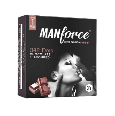 Picture of Manforce Xotic Chocolate Flavoured 342 Dotted Condom - 3pcs Pack(India)