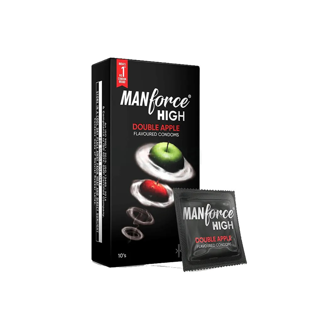 Picture of Manforce High Double Apple Flavoured Condom Ultra Thin Condom - 10Pcs Pack